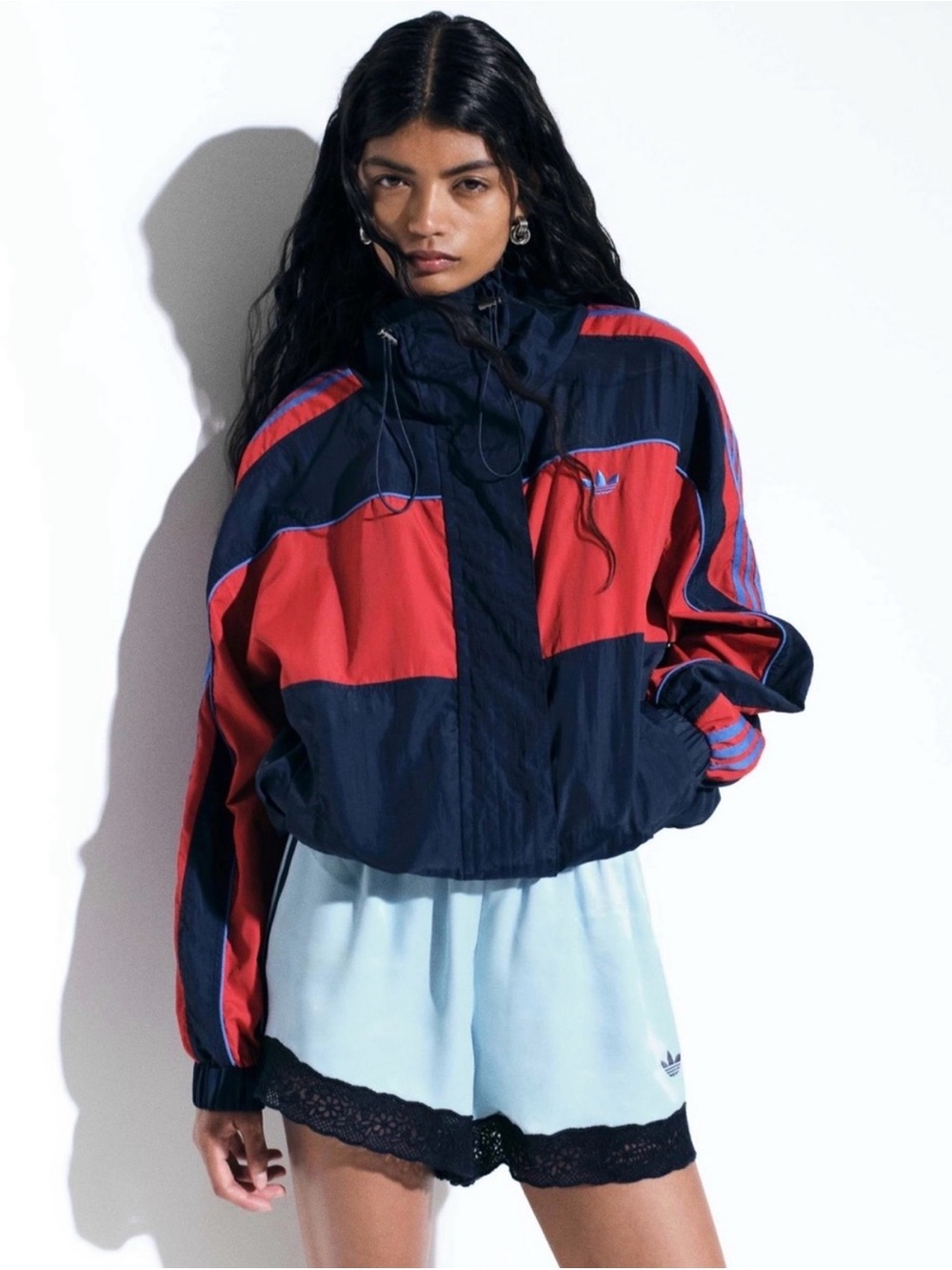 Adidas x ASOS Navy Cropped Bomber Jacket Size Large